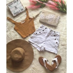 h&m high waisted side button shorts